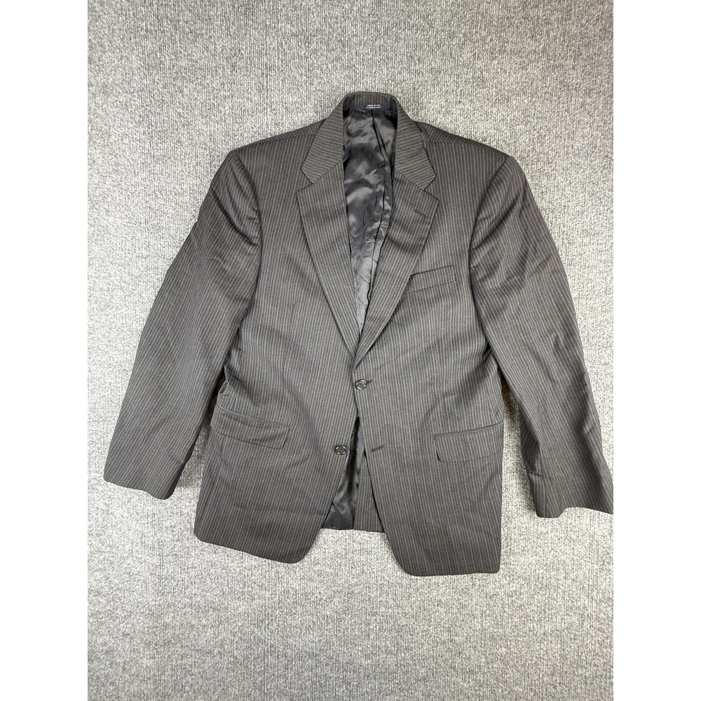 Gold Trumpeter Hart Schaffner Marx Suit Jacket Mens 44 Pinstripe Wool Made USA